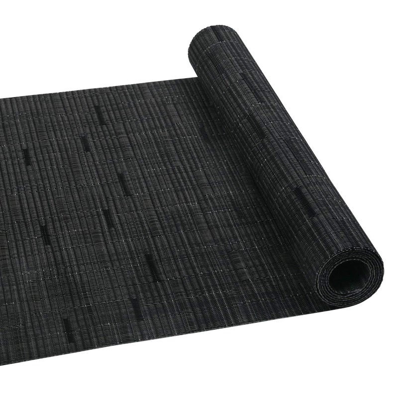 SHACOS Woven Vinyl Table Runner 12x54 inch Indoor Outdoor Table Mats Wipe Clean Plastic Runners for Dining Table Coffee Table Cabinet, Black - Image 3